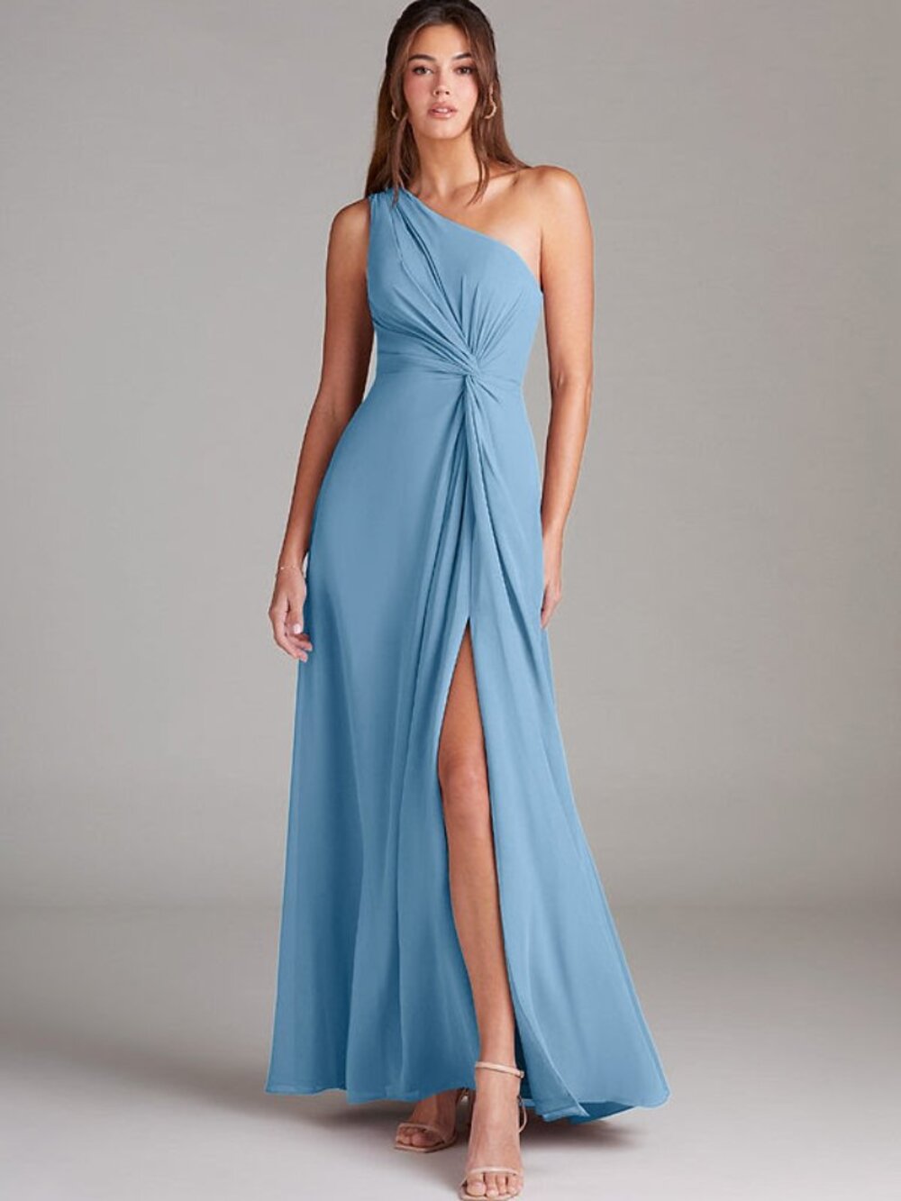 Azazie Brooke Steel Blue Bridesmaid Dress